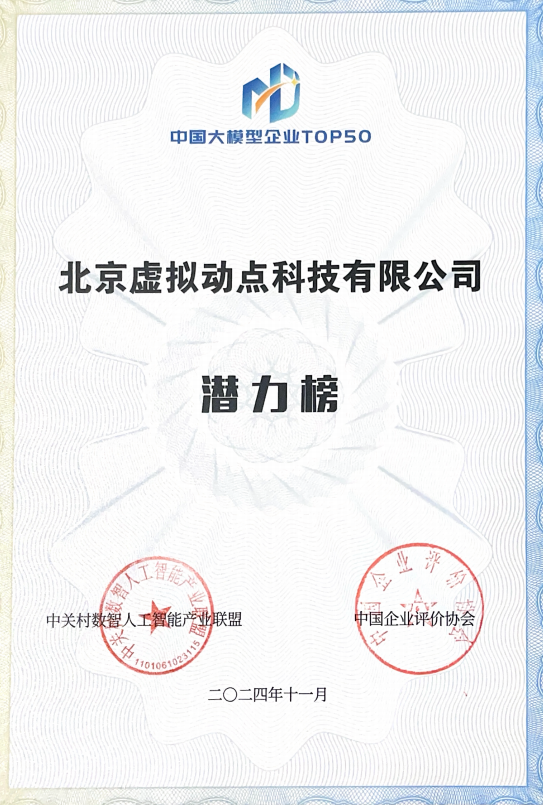 突出重围！尊凯实业官网·虚拟动点动作大模型入选“2024中国大模型TOP50企业潜力榜”